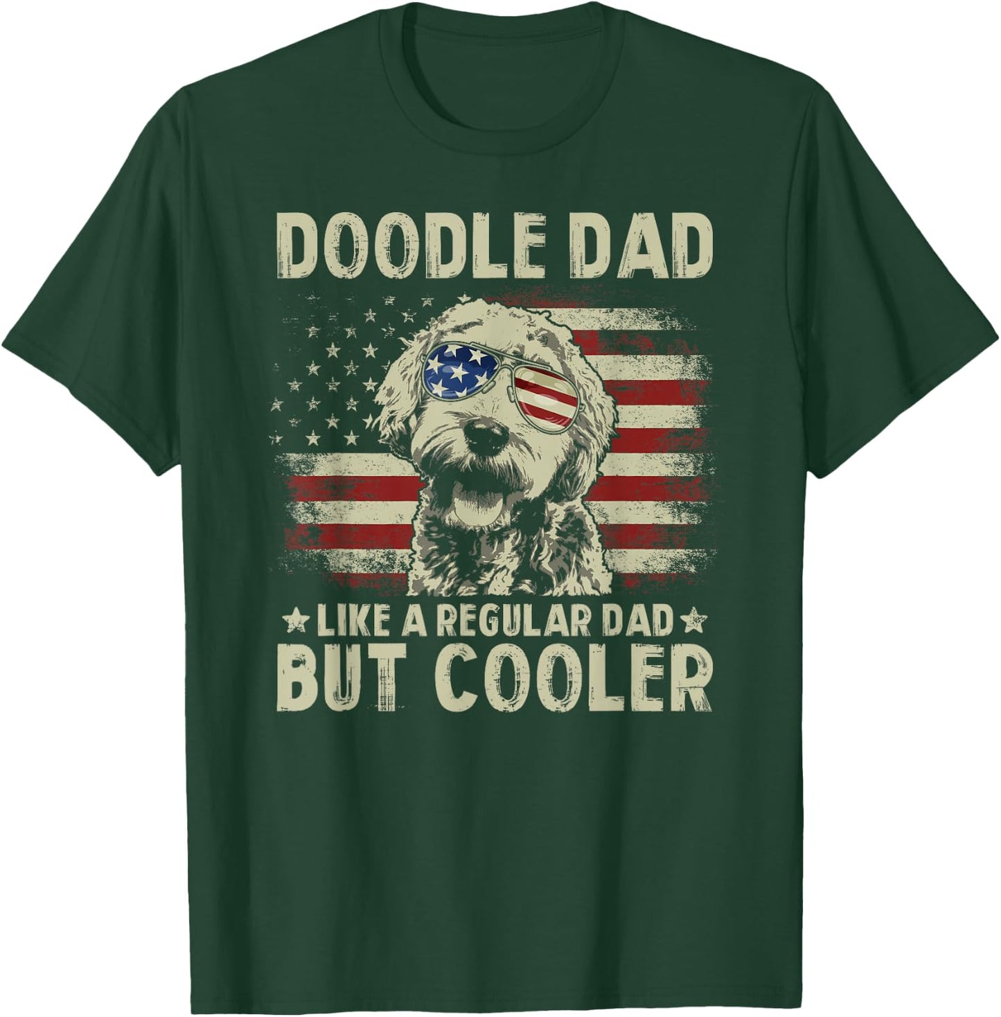Vintage USA Flag Goldendoodle Doodle Dad Fathers Day Men T-Shirt - T-Shirt | Forest