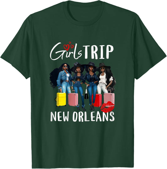 New Orleans Melanin Black Women Girls Trip Birthday Vacay T-Shirt - T-Shirt | Forest