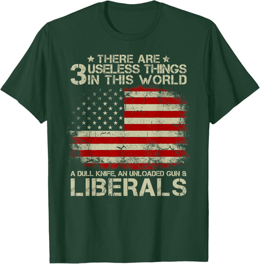 Vintage USA Flag There Are 3 Useless Things In This World Women Men T-Shirt - T-Shirt | Forest