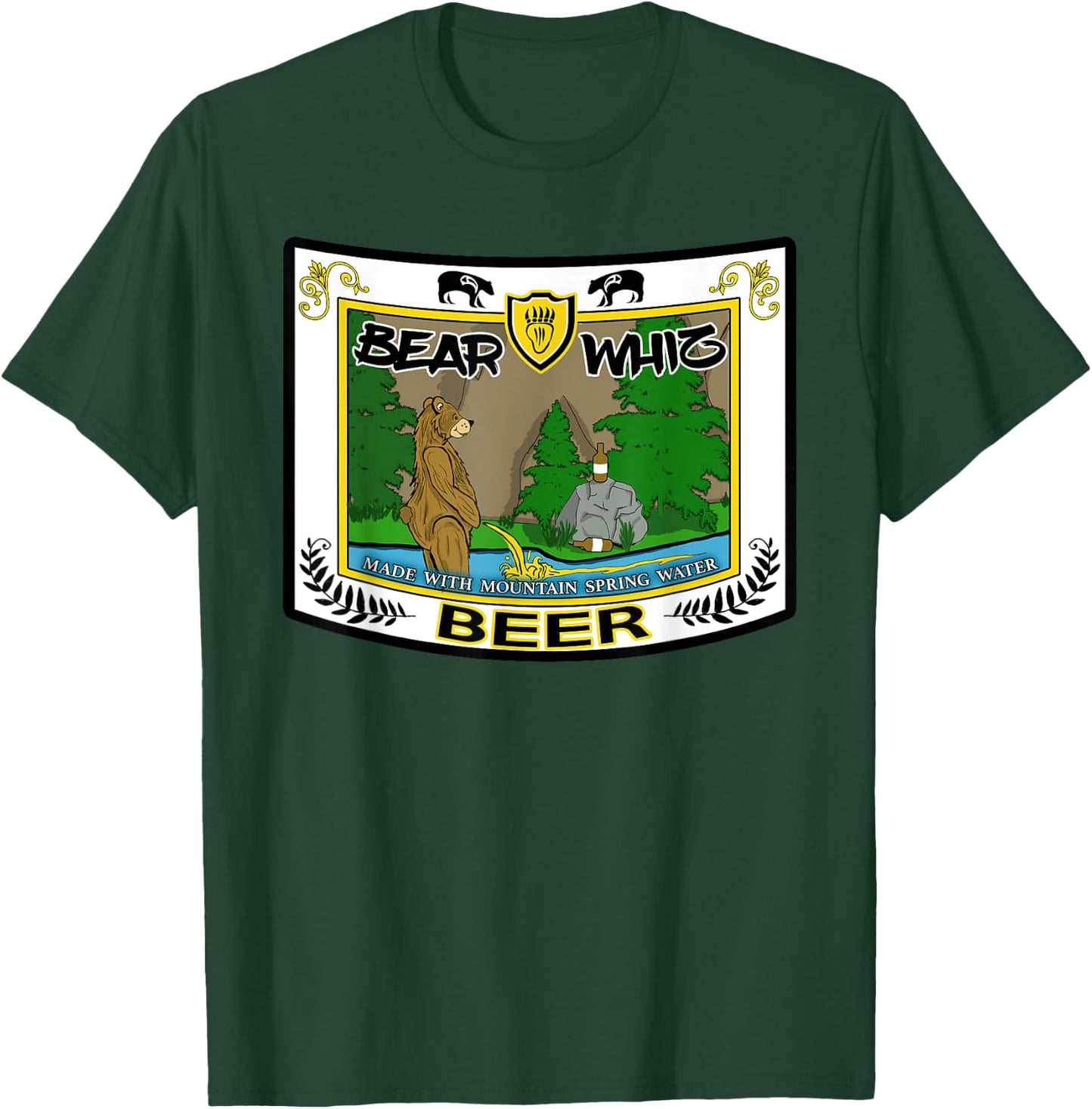 Funny Beer Label Bear Whiz Beer For The Outdoorsman T-Shirt - T-Shirt | Forest