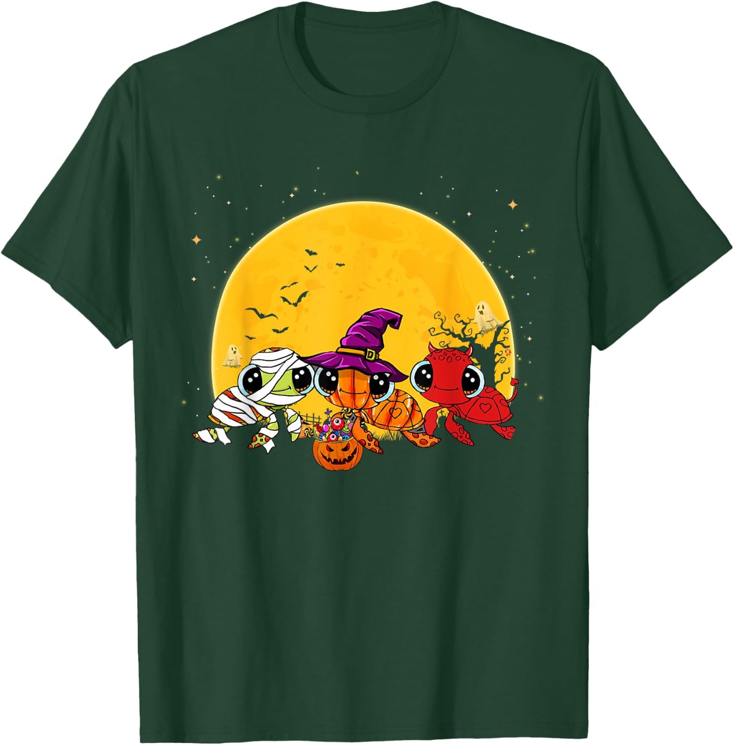 Spooky Sea Turtle Witch Pumpkin Devil Halloween Costume T-Shirt - T-Shirt | Forest