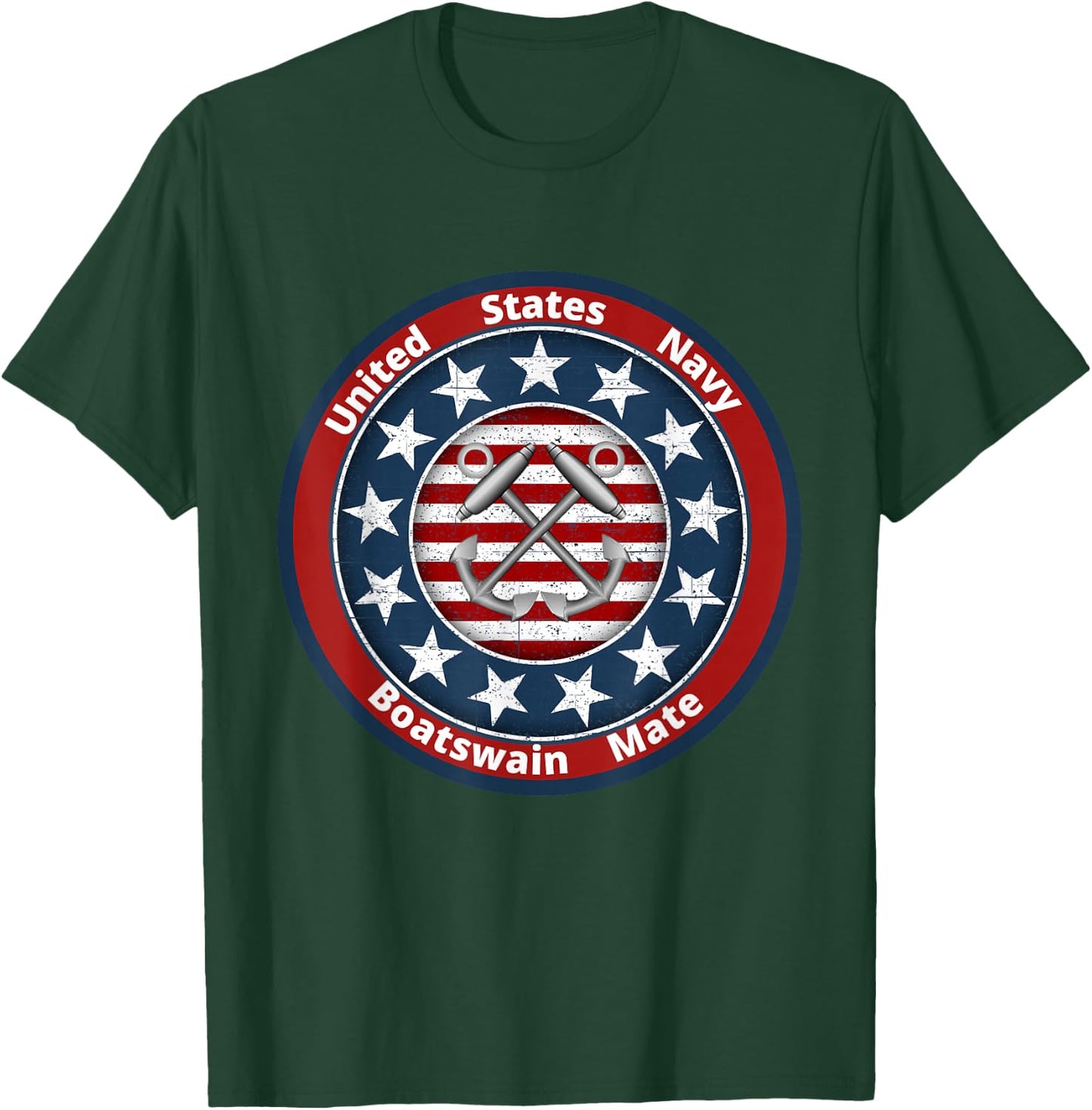 Navy Boatswain Mate Anchor and American Flag T-Shirt - T-Shirt | Forest