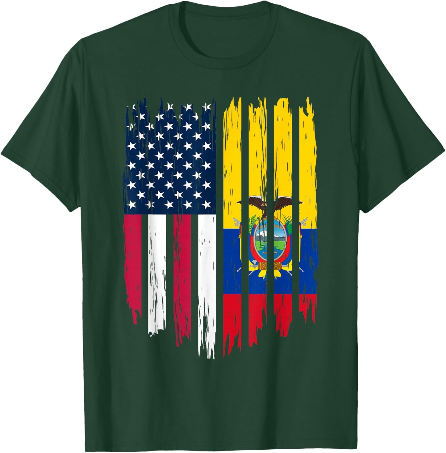 Foreigner Immigrant - USA United States Ecuador Flag T-Shirt - T-Shirt | Forest