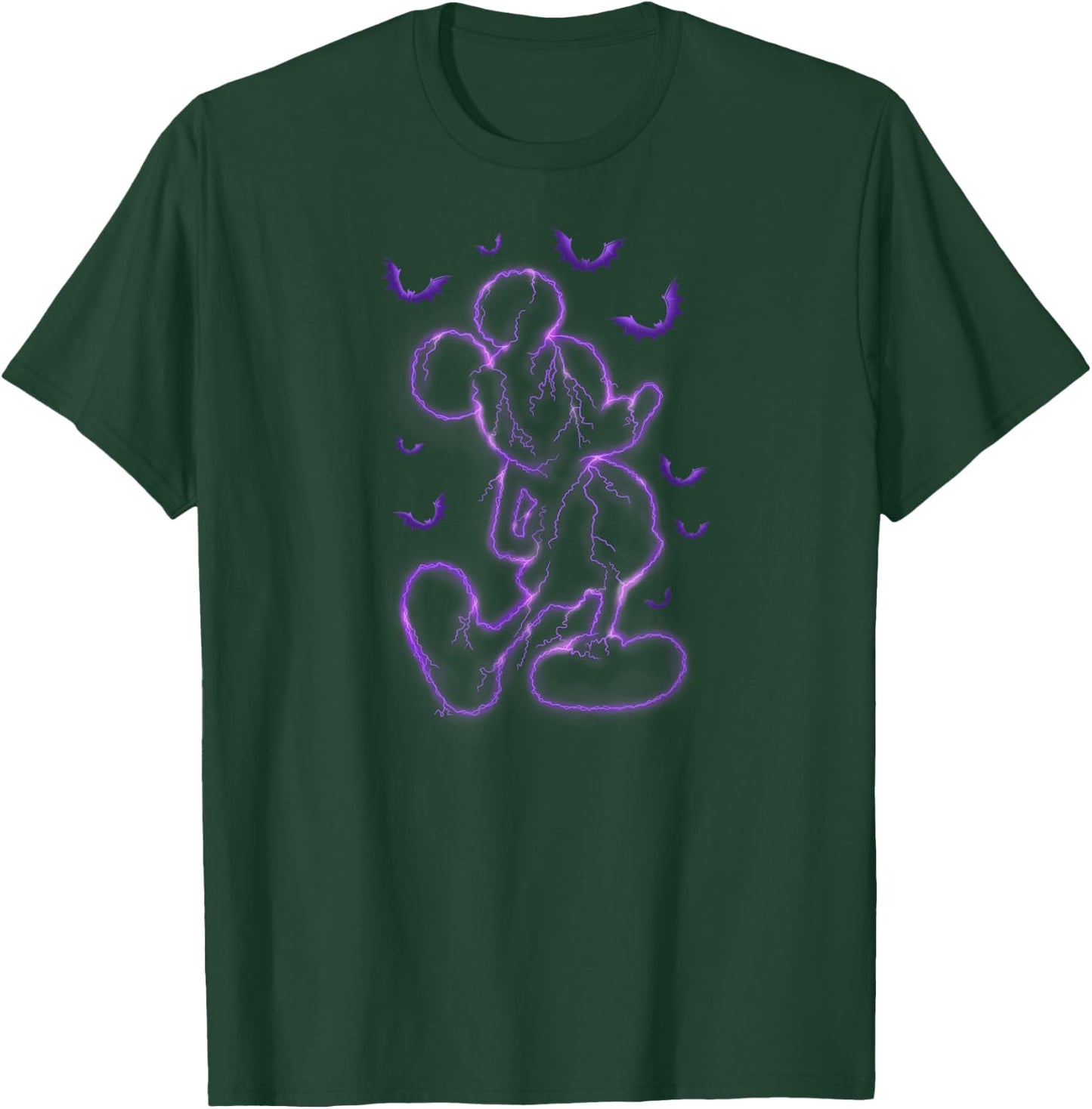 Disney - Mickey Purple Lighting Outline Halloween T-Shirt - T-Shirt | Forest
