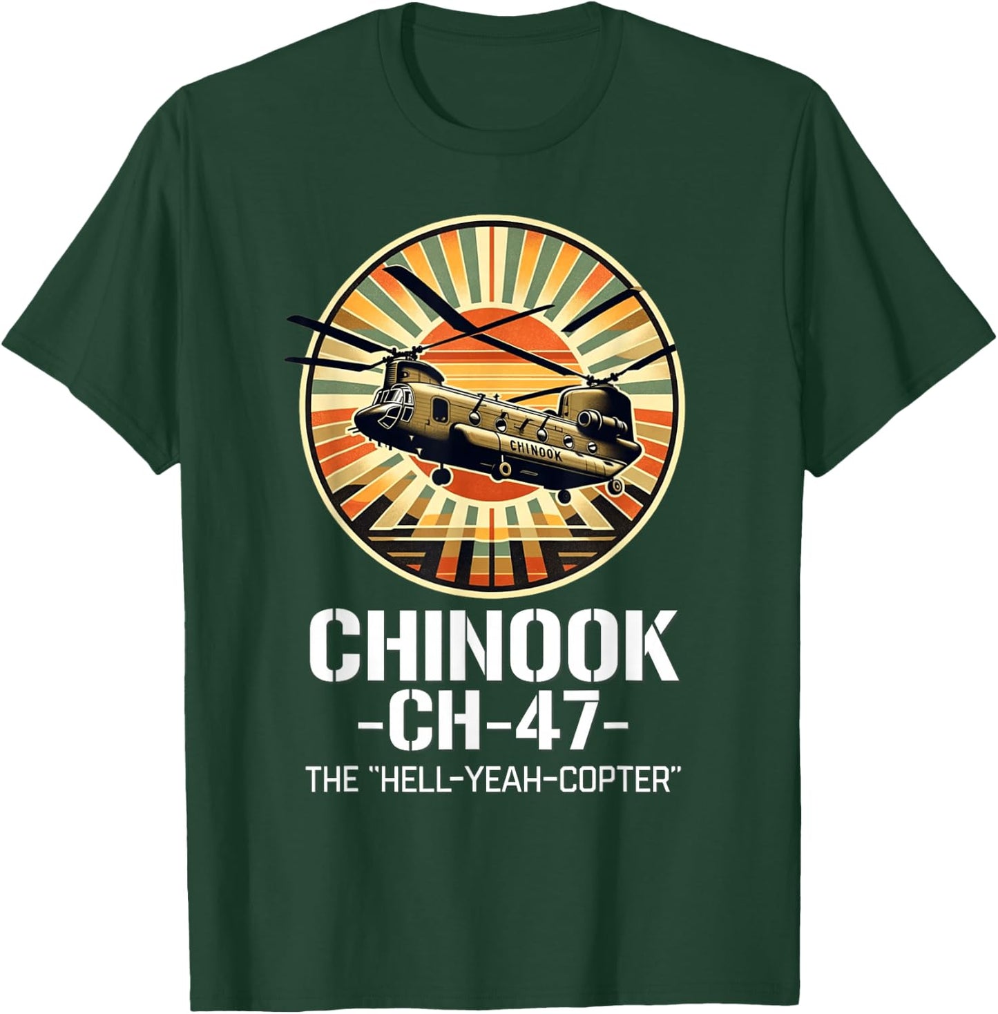 Vintage CH-47 Chinook Military Helicopter T-Shirt - T-Shirt | Forest