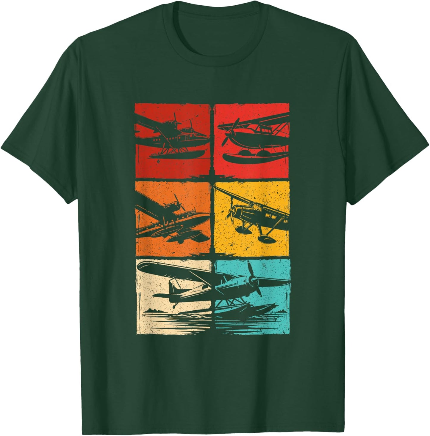 Seaplane Colorful Grid T-Shirt - T-Shirt | Forest