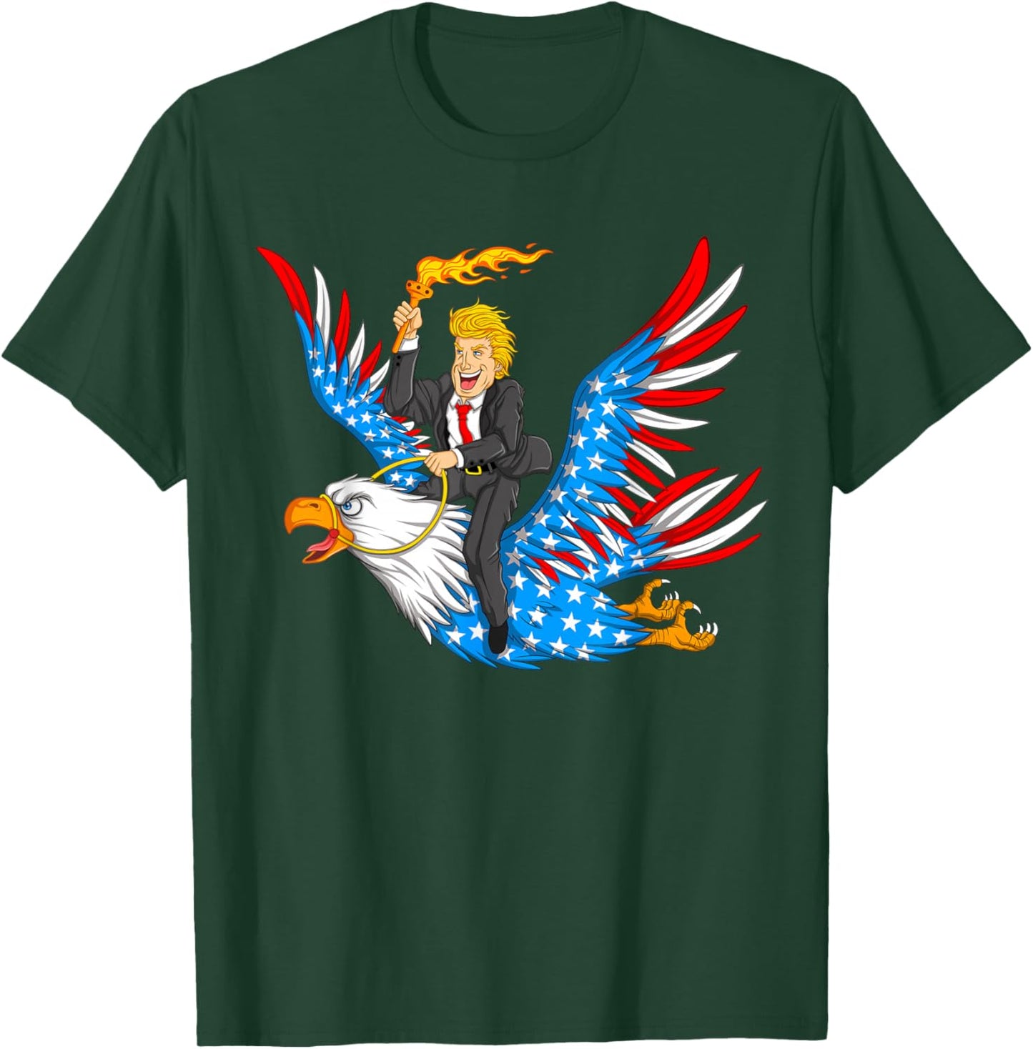 Trump On USA Eagle Cute US 4th Of July Funny American Gift Kids Men T-Shirt - T-Shirt | Forest