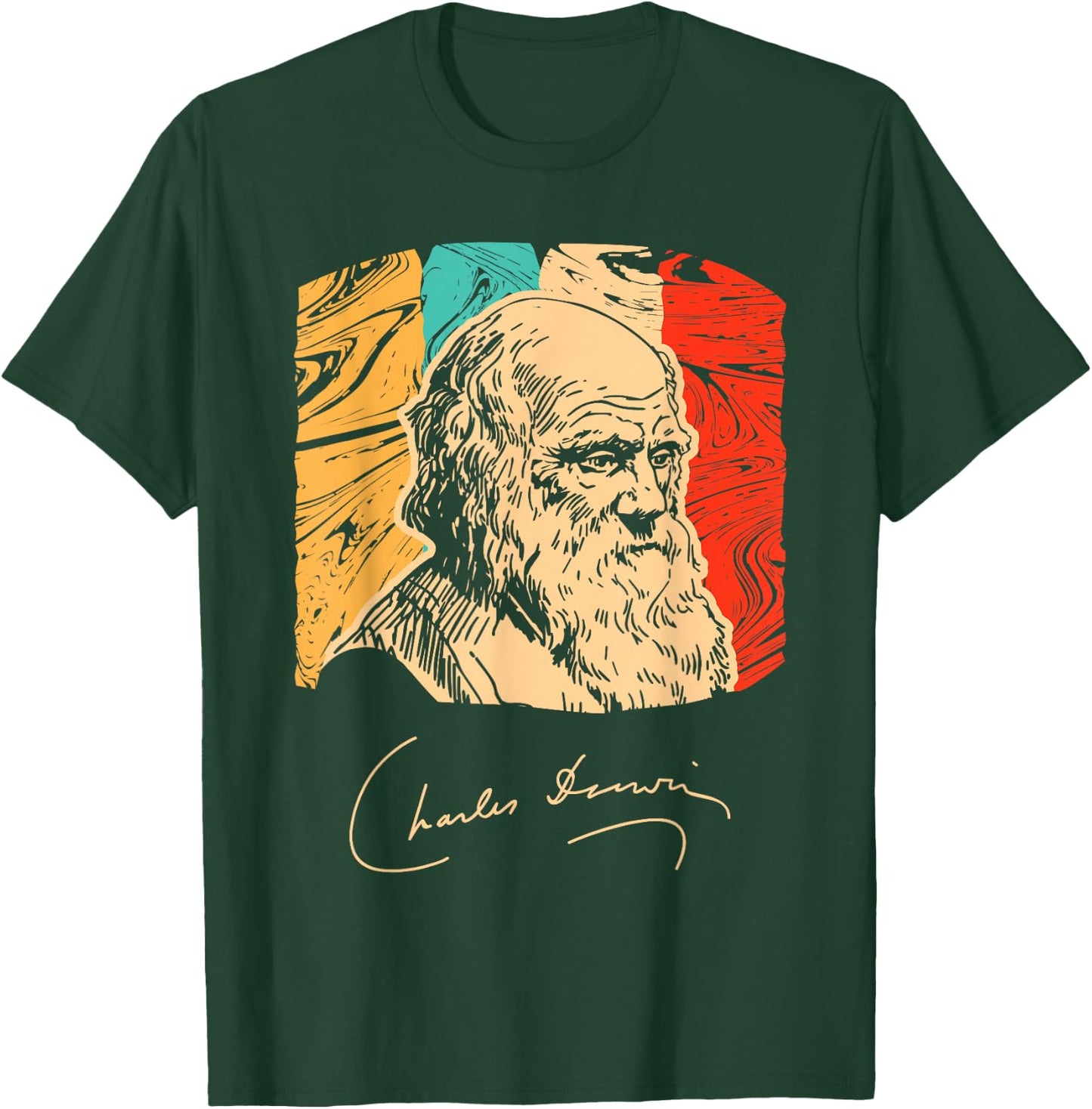 Charles Darwin Naturalist Biologist Scientist Retro T shirt T-Shirt - T-Shirt | Forest