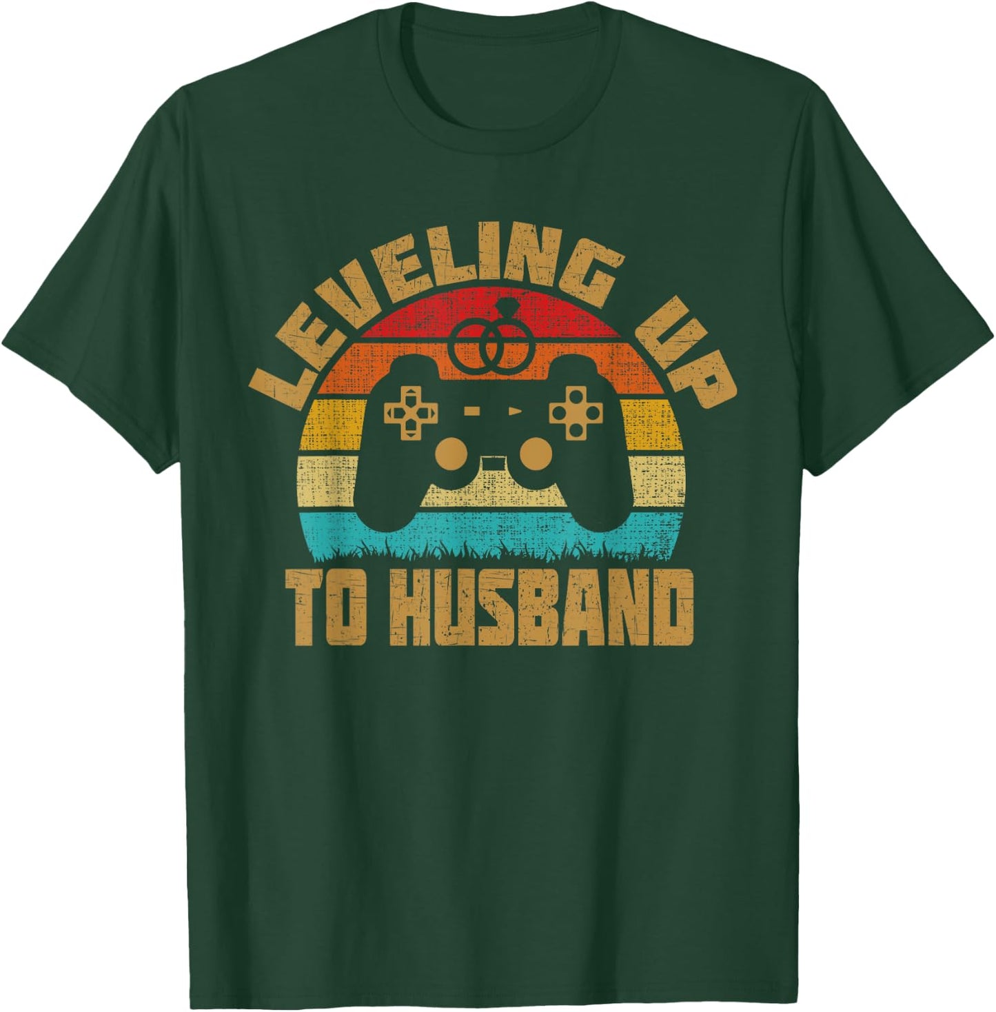 Leveling Up To Husband Newlywed Groom Video Game Lovers T-Shirt - T-Shirt | Forest