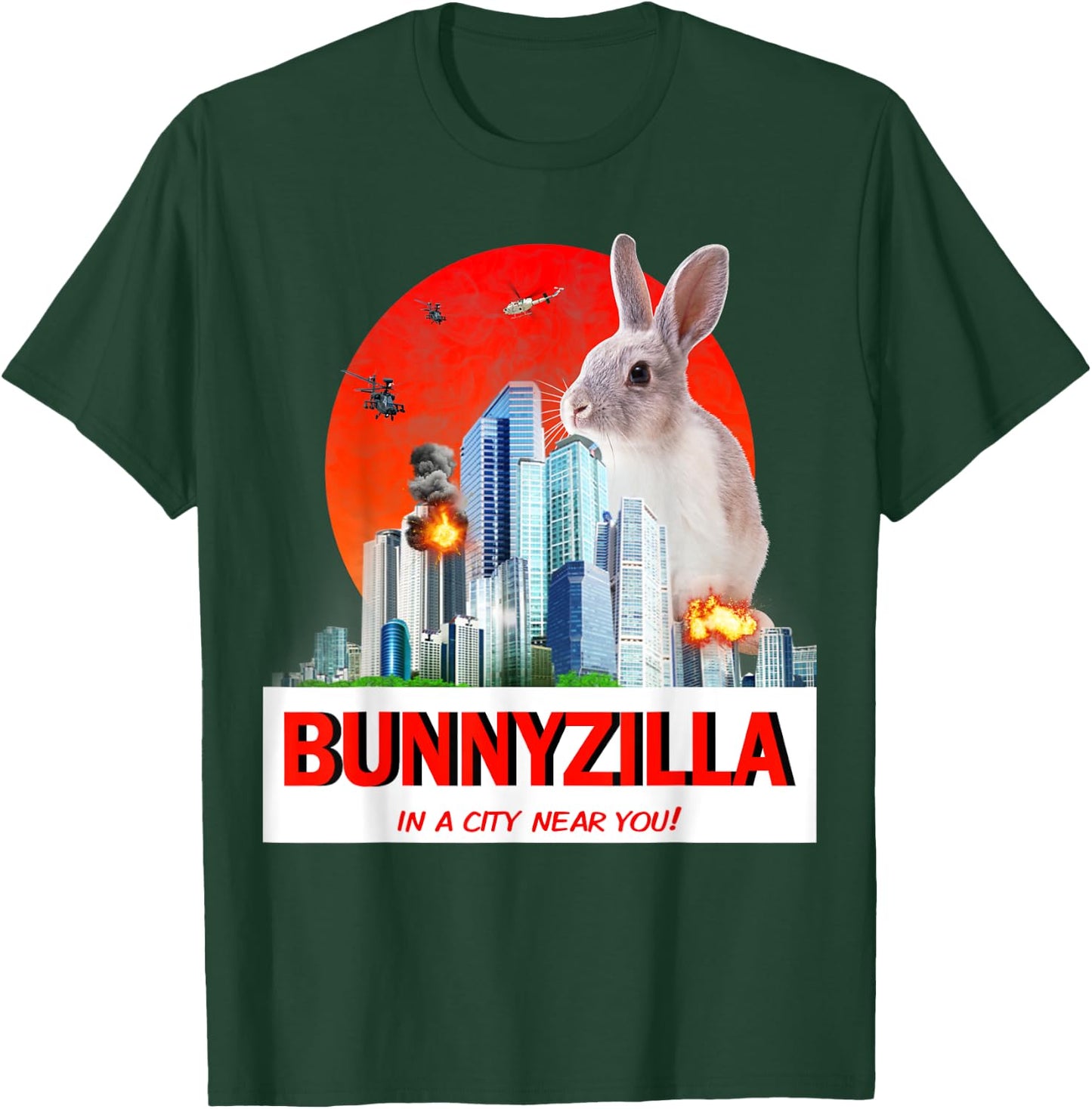 Bunny Rabbit Lovers Fun Bunny Bunnyzilla Gift T-Shirt - T-Shirt | Forest