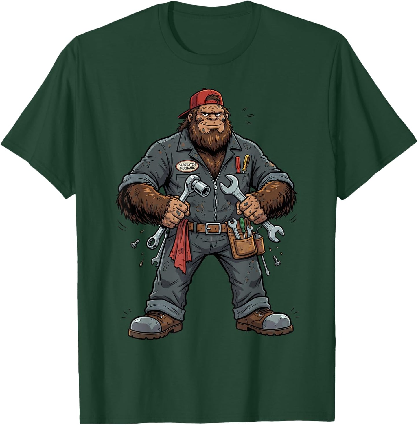 Bigfoot Auto Mechanic Sasquatch Car Repair Specialist T-Shirt - T-Shirt | Forest