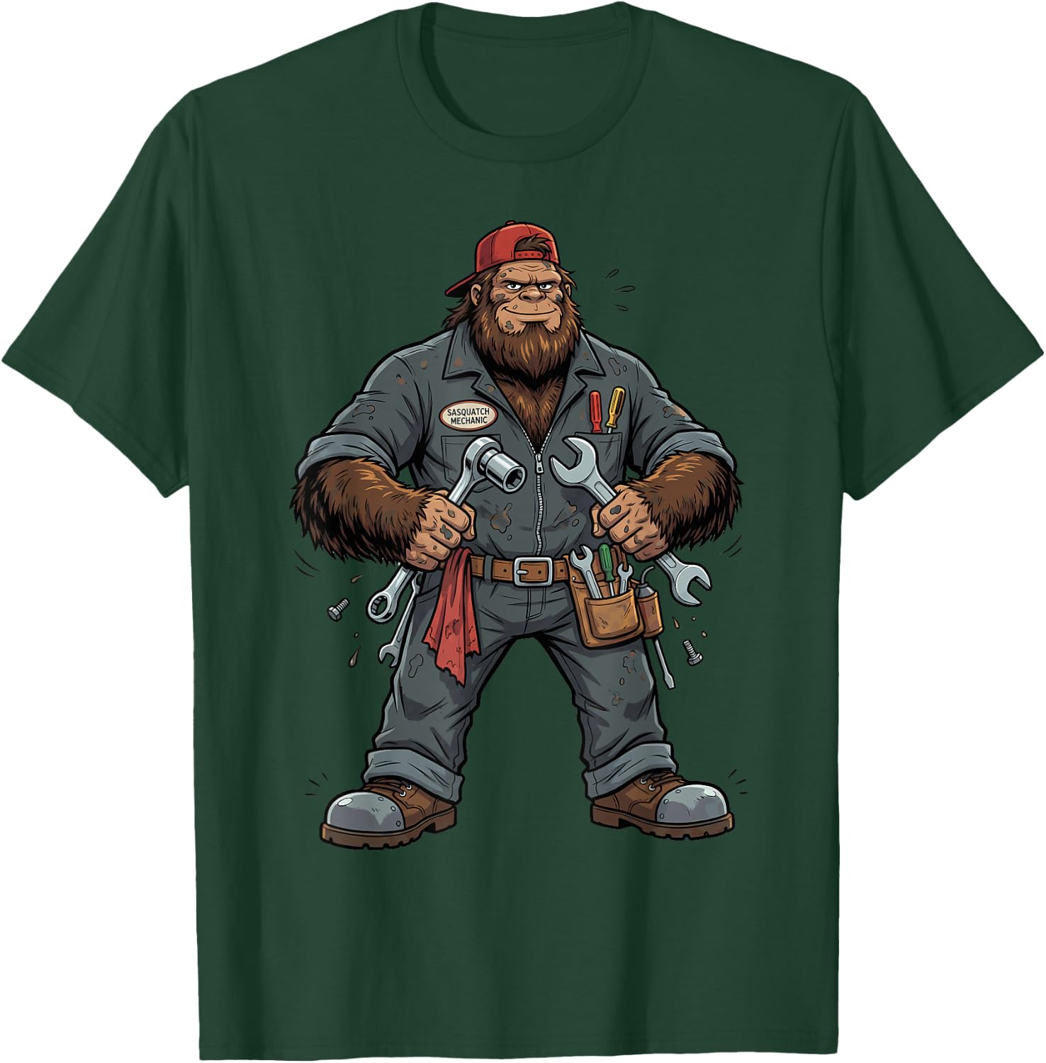 Bigfoot Auto Mechanic Sasquatch Car Repair Specialist T-Shirt - T-Shirt | Forest