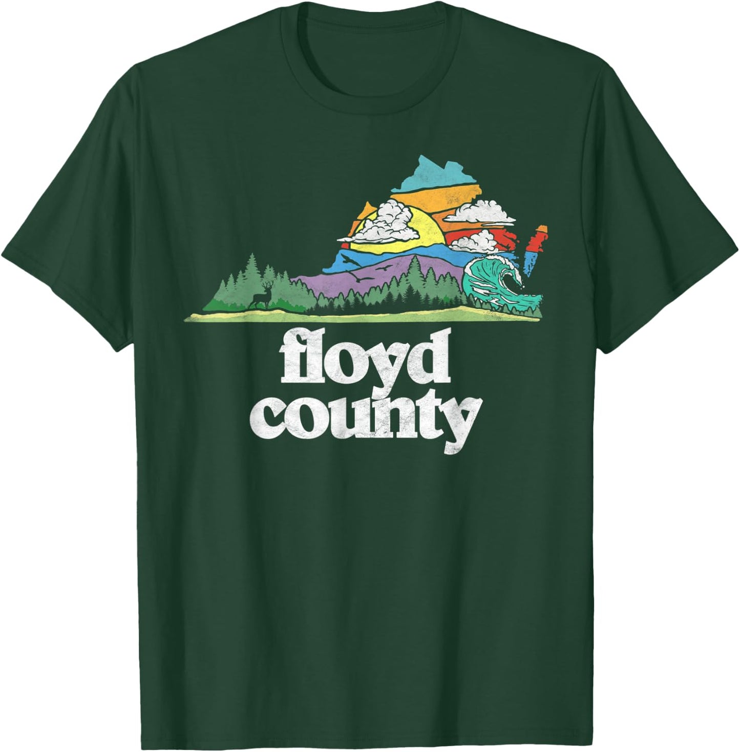 Floyd County Virginia Outdoors & Nature Lover Retro 80s T-Shirt - T-Shirt | Forest