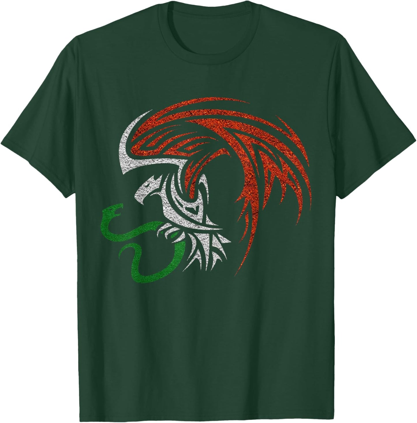 Mexican Eagle Aztec Style - Mexican Coat of Arms Tribal T-Shirt - T-Shirt | Forest
