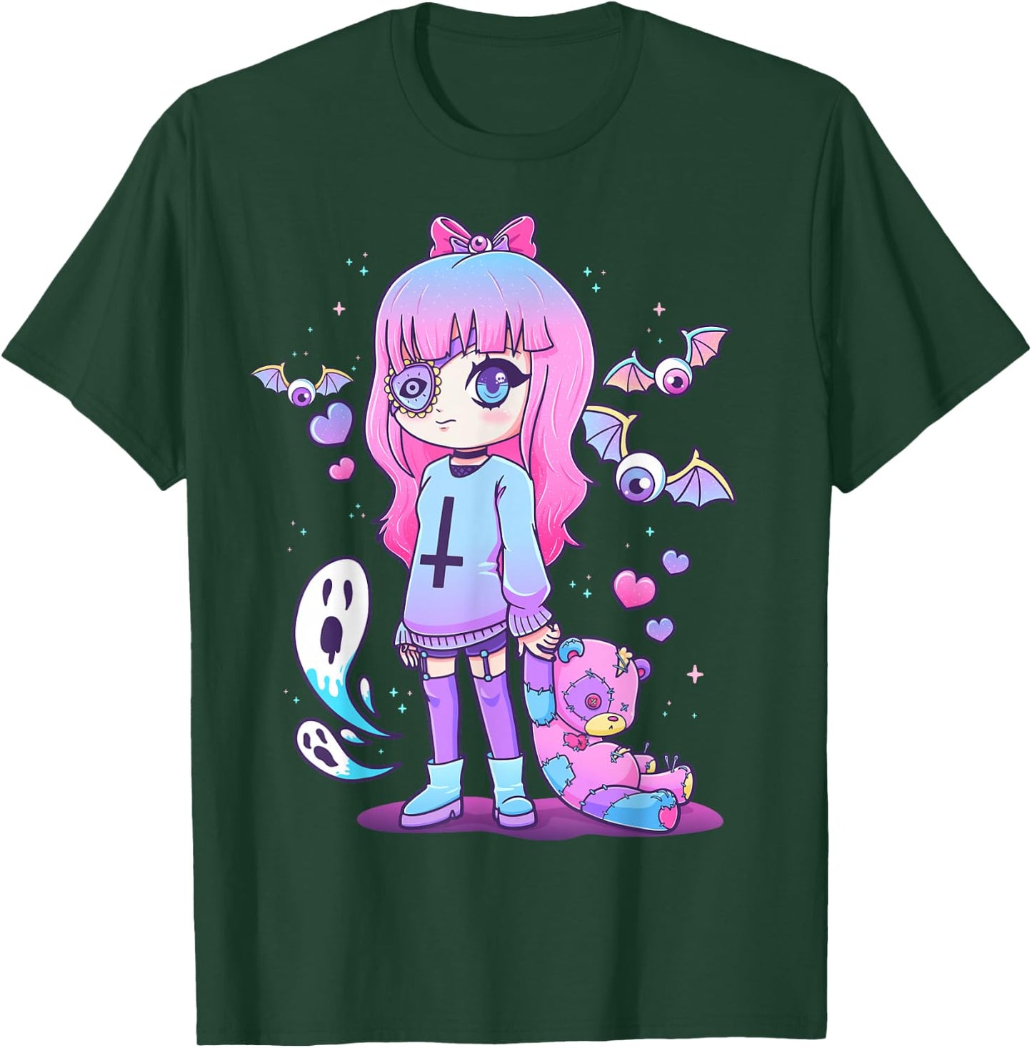Pastel Goth Creepy Girl Teddy Bear Kawaii Emo Cute Nu Goth T-Shirt - T-Shirt | Forest