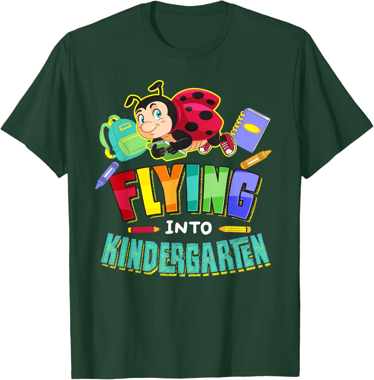 Flying Into Kindergarten Ladybug Back To School First Day T-Shirt - T-Shirt | Forest