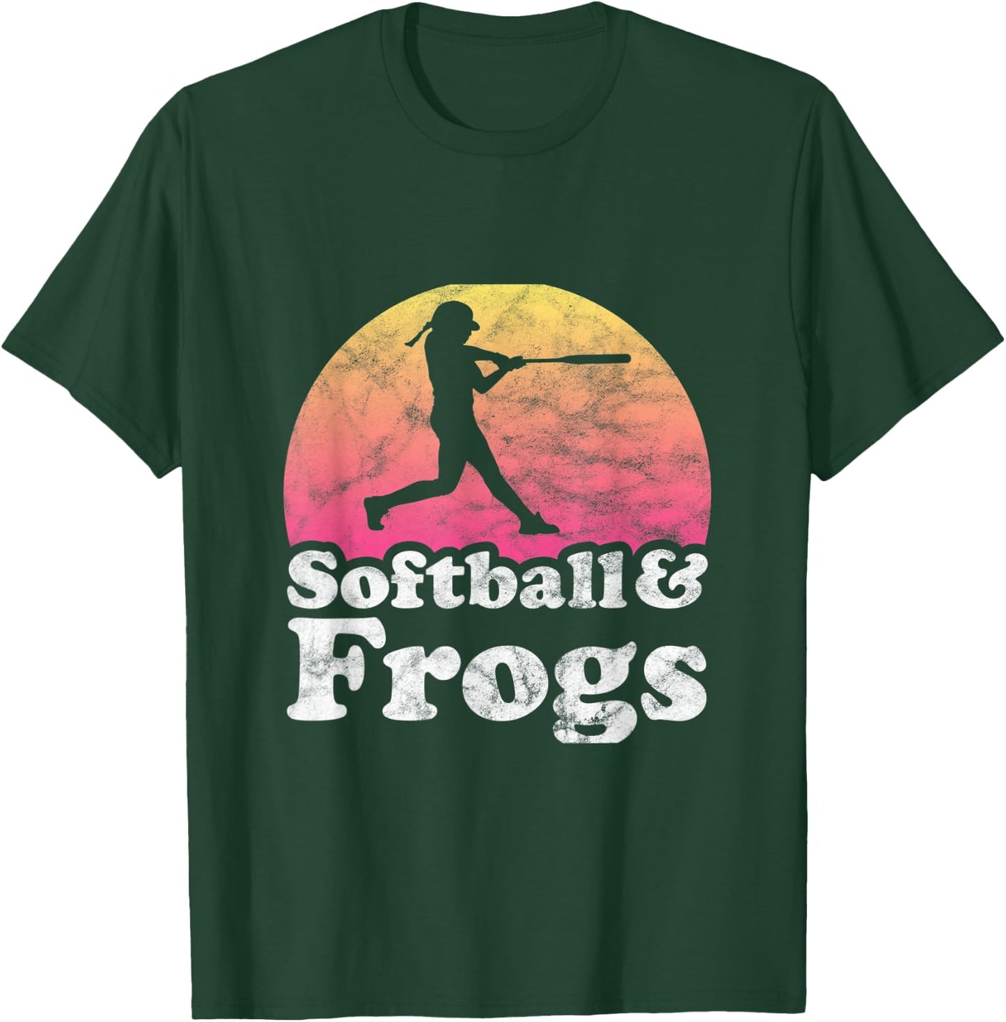 Softball and Frogs Women or Girls Frog T-Shirt - T-Shirt | Forest