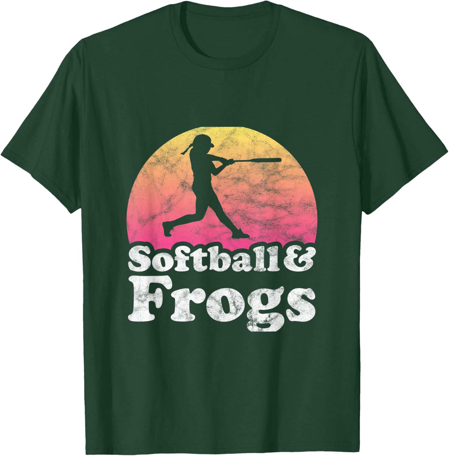 Softball and Frogs Women or Girls Frog T-Shirt - T-Shirt | Forest