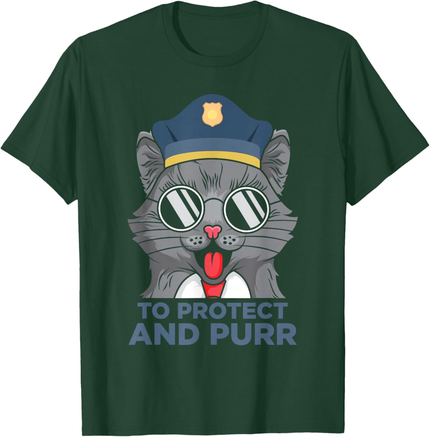 Funny Police officer Cat Cop Protect detective T-Shirt - T-Shirt | Forest