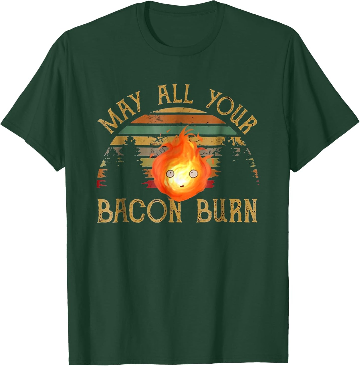 Vintage Retro May All Your Bacon Burn BBQ Grunge T-Shirt - T-Shirt | Forest