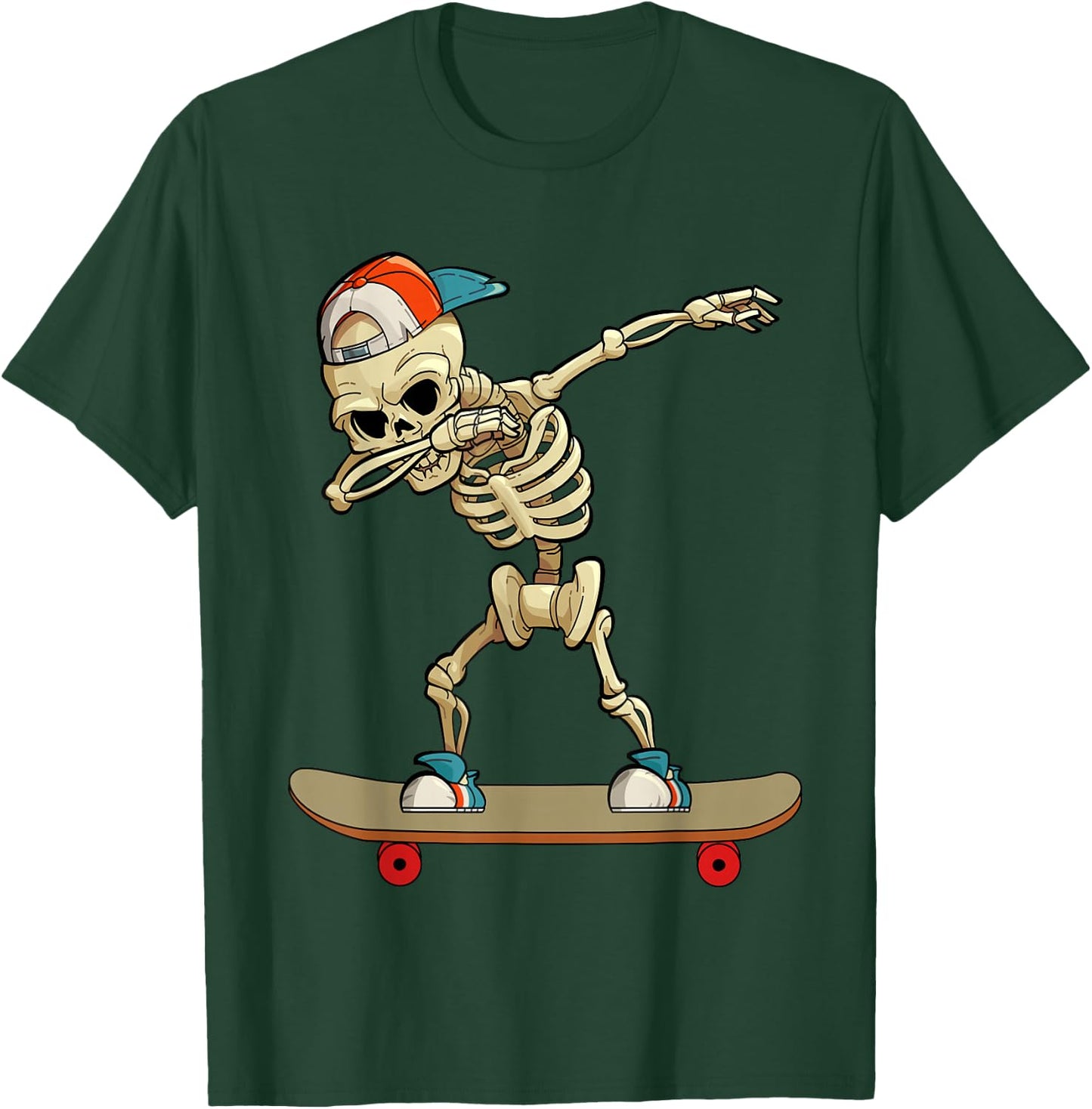 Skateboard Dabbing Skeleton Funny Dab Kids Dabbing T-Shirt - T-Shirt | Forest
