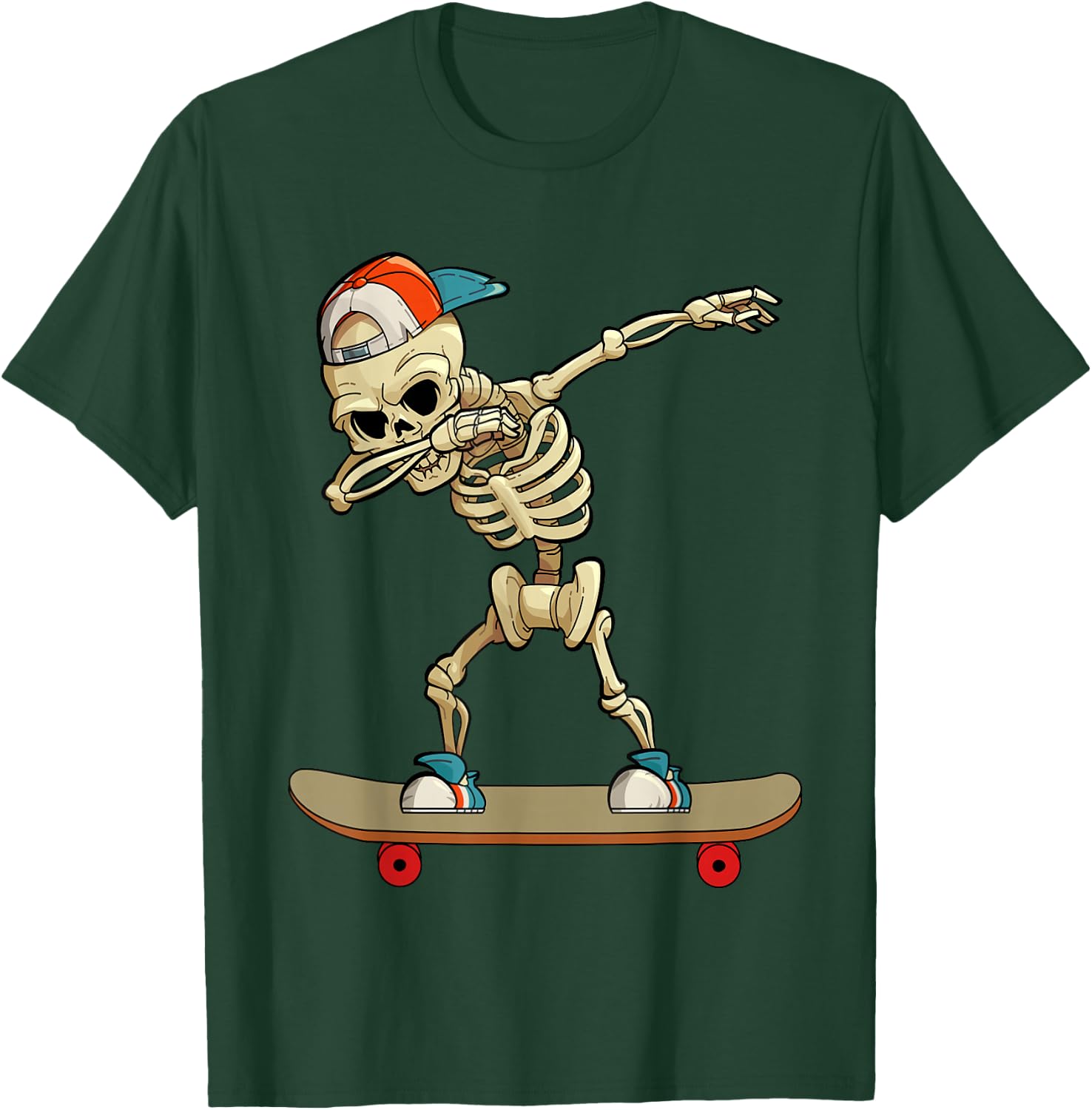 Skateboard Dabbing Skeleton Funny Dab Kids Dabbing T-Shirt - T-Shirt | Forest