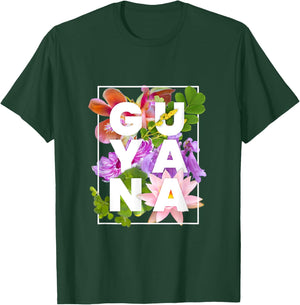 Flowers of Guyana Word Art - Guyanese Pride T-Shirt - T-Shirt | Forest