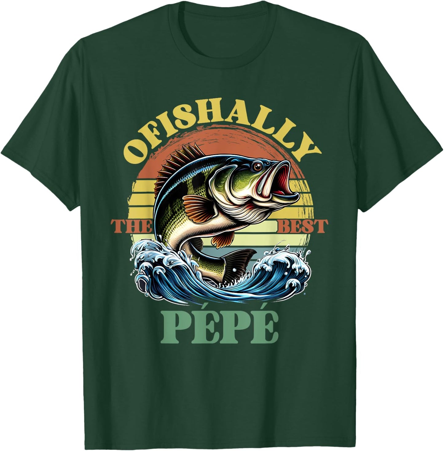 Ofishally The Best Pepe Retro Vintage Bass Fishing T-Shirt - T-Shirt | Forest