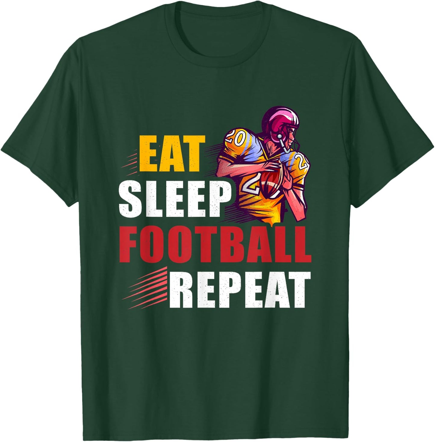 Football Player Sport Athlete Fan Game-Day Motivation Repeat T-Shirt - T-Shirt | Forest