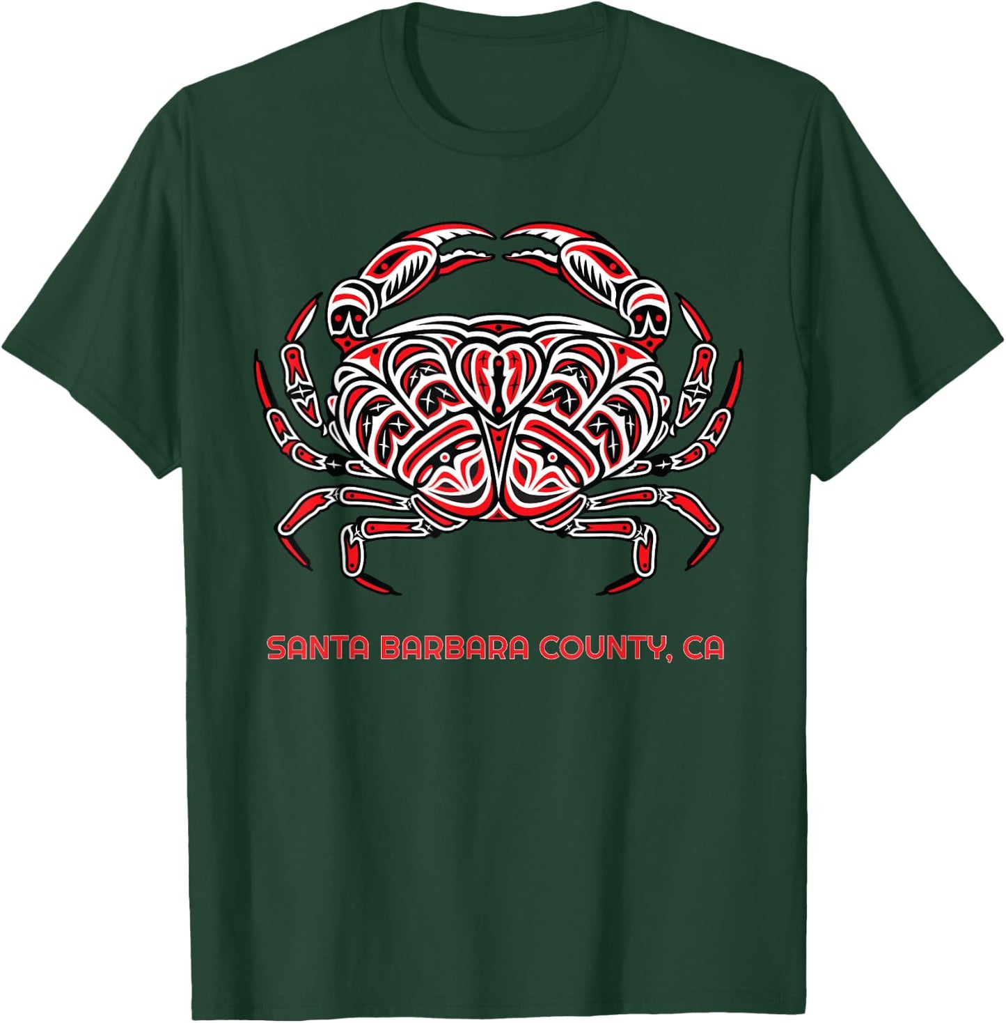 Santa Barbara County CA Dungeness Crab Native American T-Shirt - T-Shirt | Forest