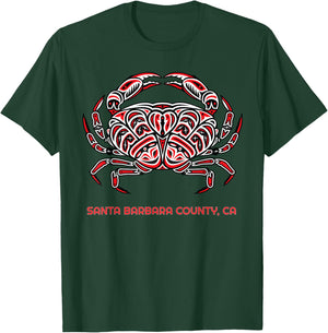 Santa Barbara County CA Dungeness Crab Native American T-Shirt - T-Shirt | Forest