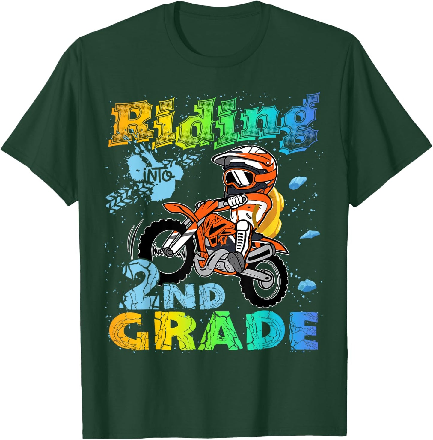 Riding Into 2nd Grade Dirt Bike Backpack For Boys Girls T-Shirt - T-Shirt | Forest