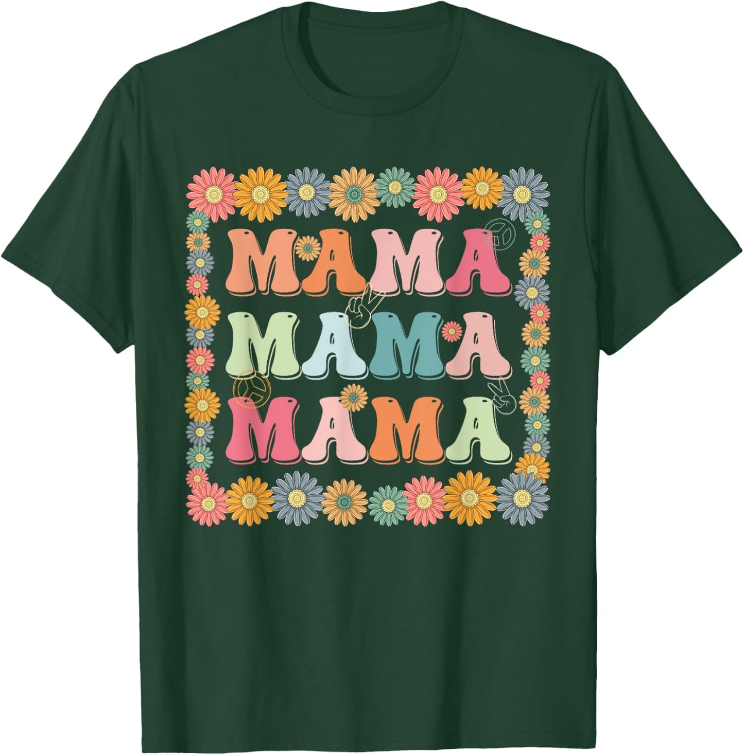 Groovy Mama Family Matching Mother's Day Party Women Hippie T-Shirt - T-Shirt | Forest