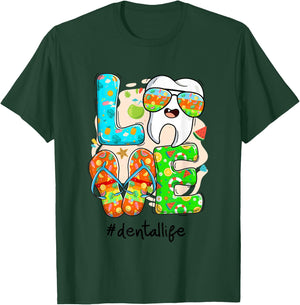 LOVE Dental Life Cute Tooth Flip Flops Summer Dentist Gifts T-Shirt - T-Shirt | Forest