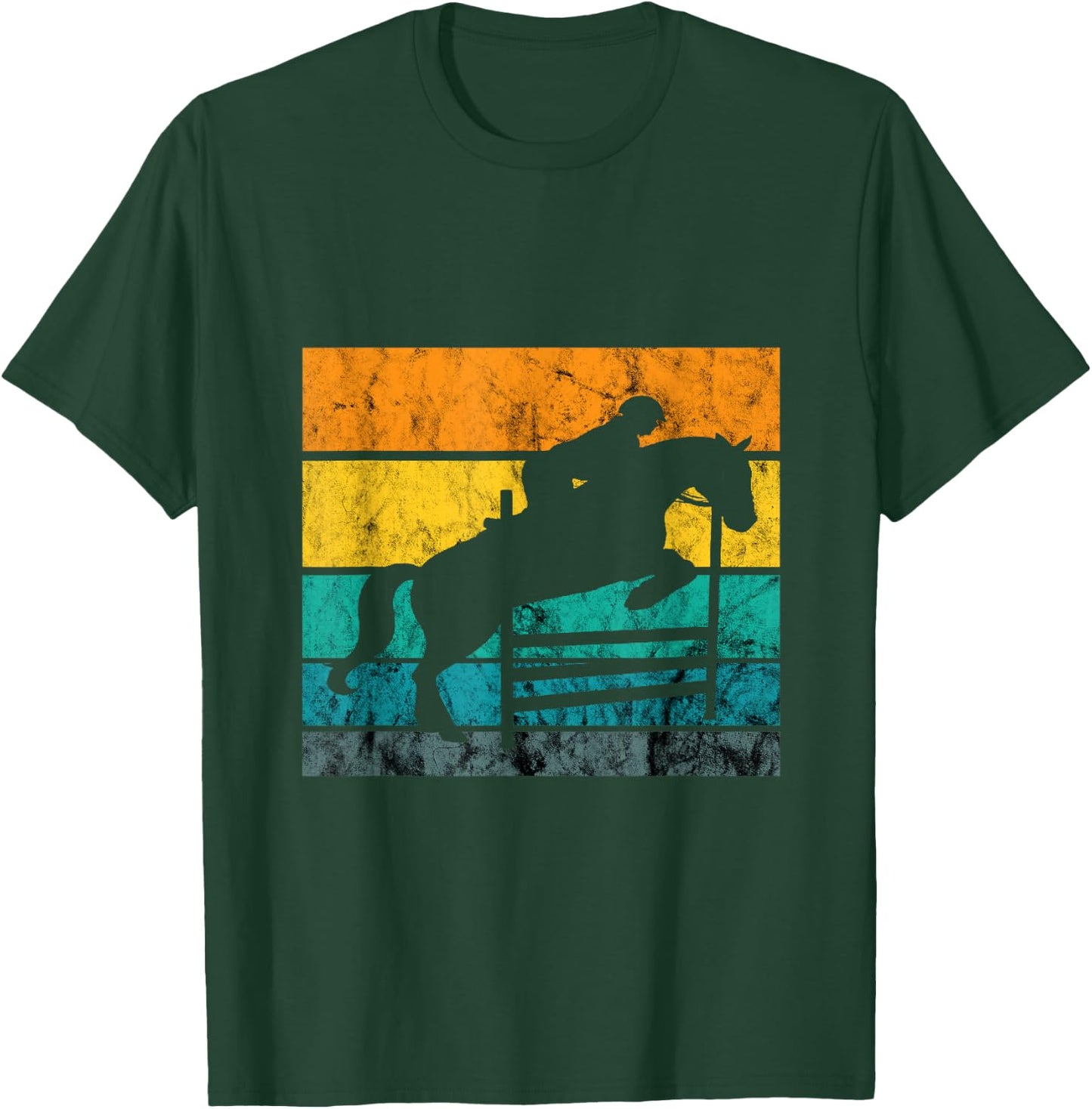 Show Jumping Retro Vintage Equestrian Rider Horseback Riding T-Shirt - T-Shirt | Forest