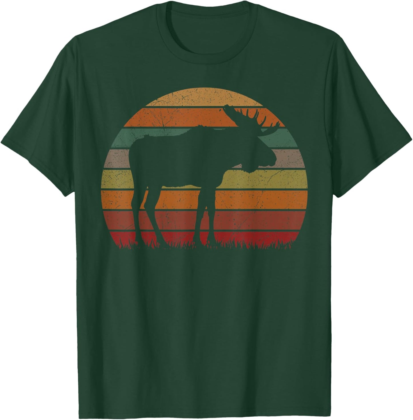 Funny Moose in Sunset Camping Lovers Gift Happy Camp T-Shirt - T-Shirt | Forest