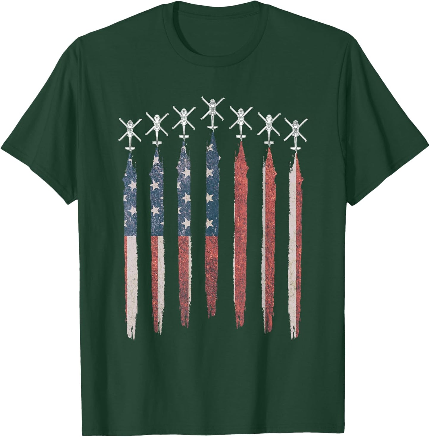 Blackhawk Helicopter American Flag Contrails UH60 Blackhawk Women Men T-Shirt - T-Shirt | Forest