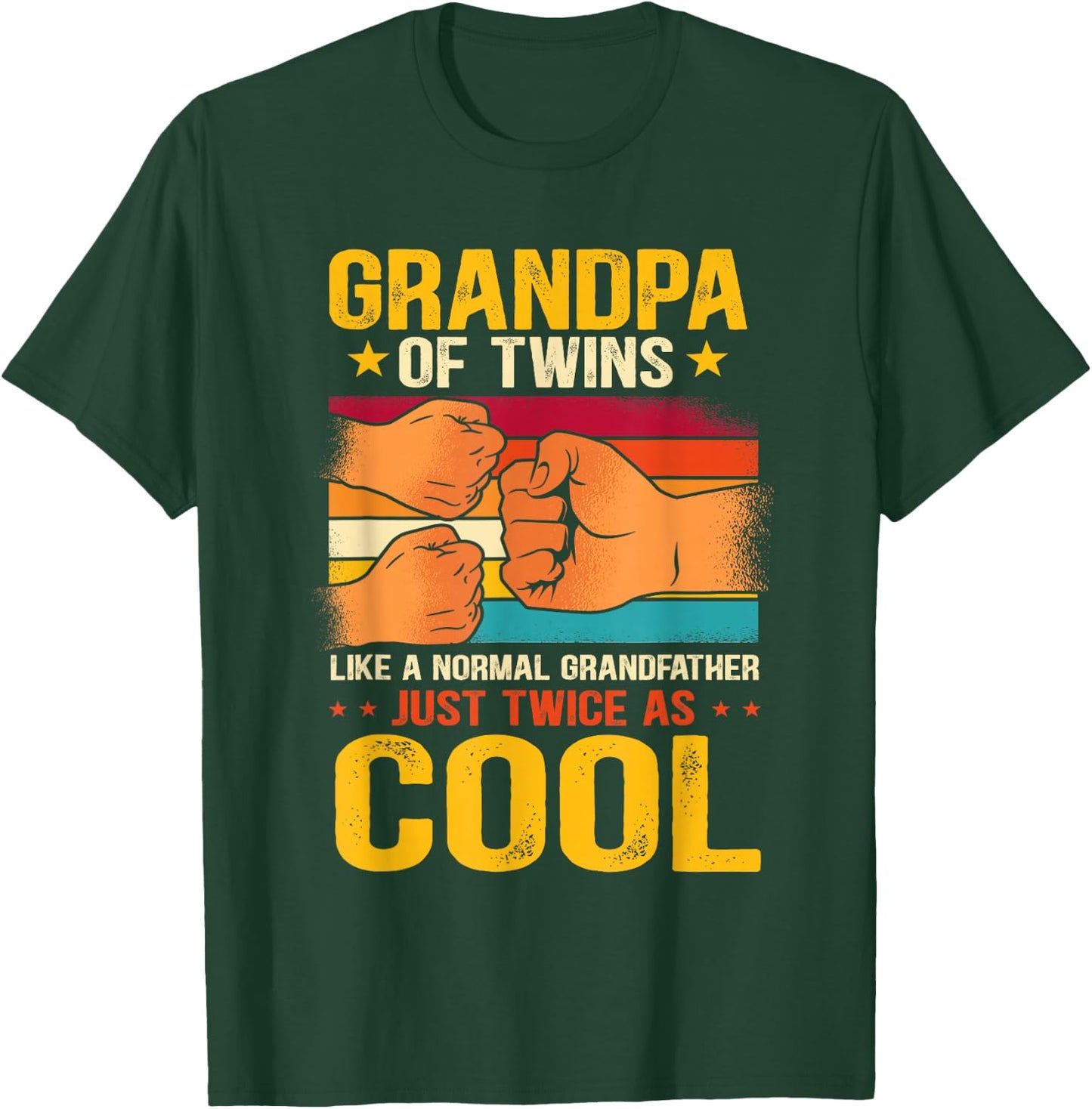 Best Grandpa Ever Grandpa Of Twins Apparel Men's Black Cotton Polyester Modern Cool Twins Grandpa Small Short Sleeve Classic Fit Pull On All Seasons Imported Machine Wash T-Shirt - T-Shirt | Forest