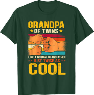 Best Grandpa Ever Grandpa Of Twins Apparel Men's Black Cotton Polyester Modern Cool Twins Grandpa Small Short Sleeve Classic Fit Pull On All Seasons Imported Machine Wash T-Shirt - T-Shirt | Forest