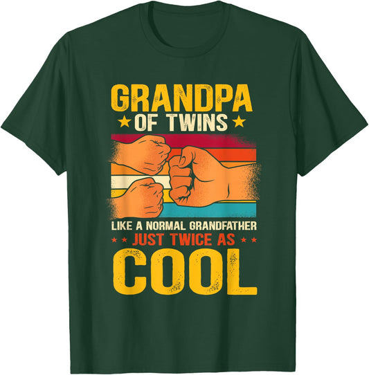 Best Grandpa Ever Grandpa Of Twins Apparel Men's Black Cotton Polyester Modern Cool Twins Grandpa Small Short Sleeve Classic Fit Pull On All Seasons Imported Machine Wash T-Shirt - T-Shirt | Forest