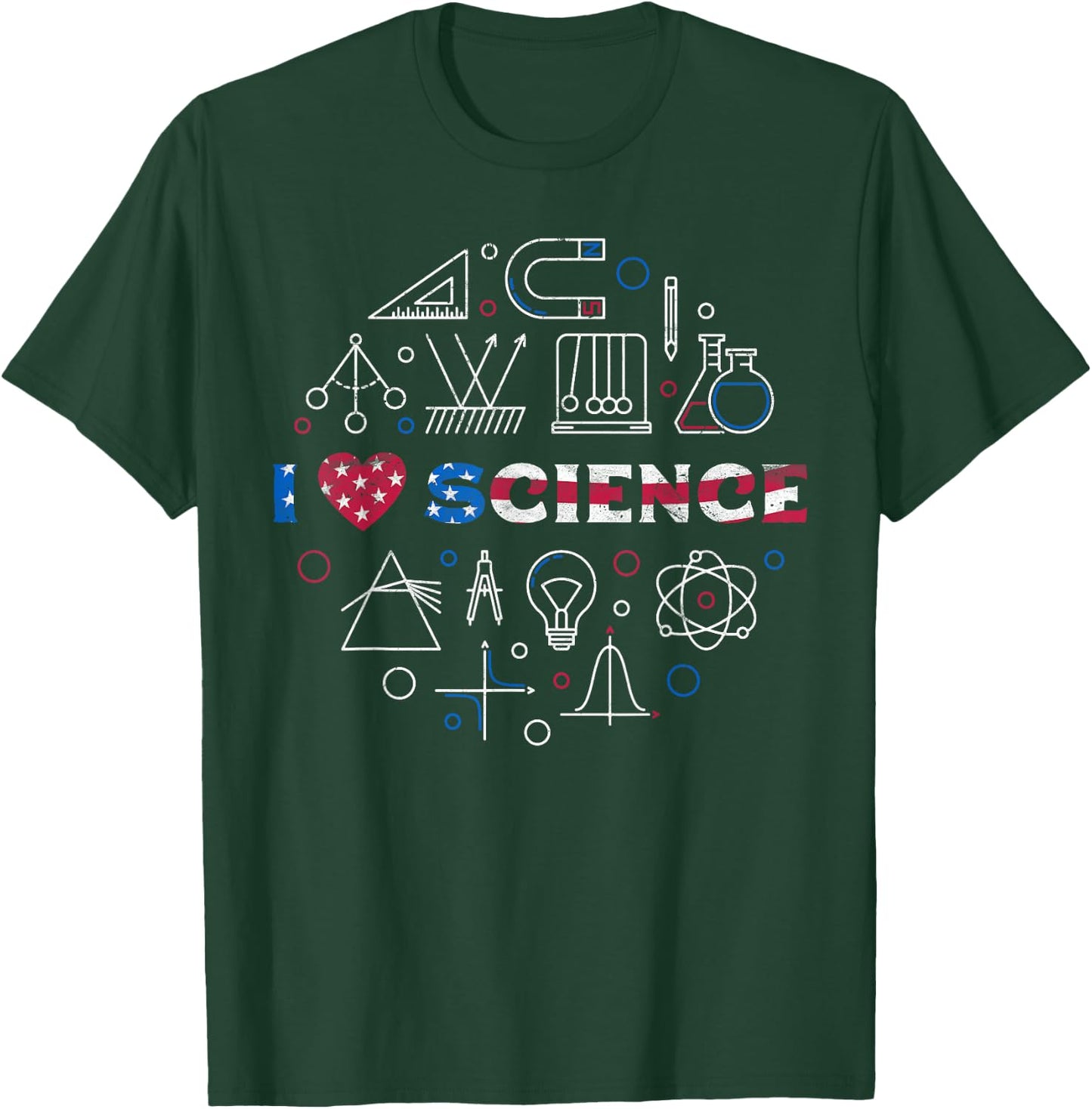 I Love Science - American Flag for Science and USA Lovers T-Shirt - T-Shirt | Forest