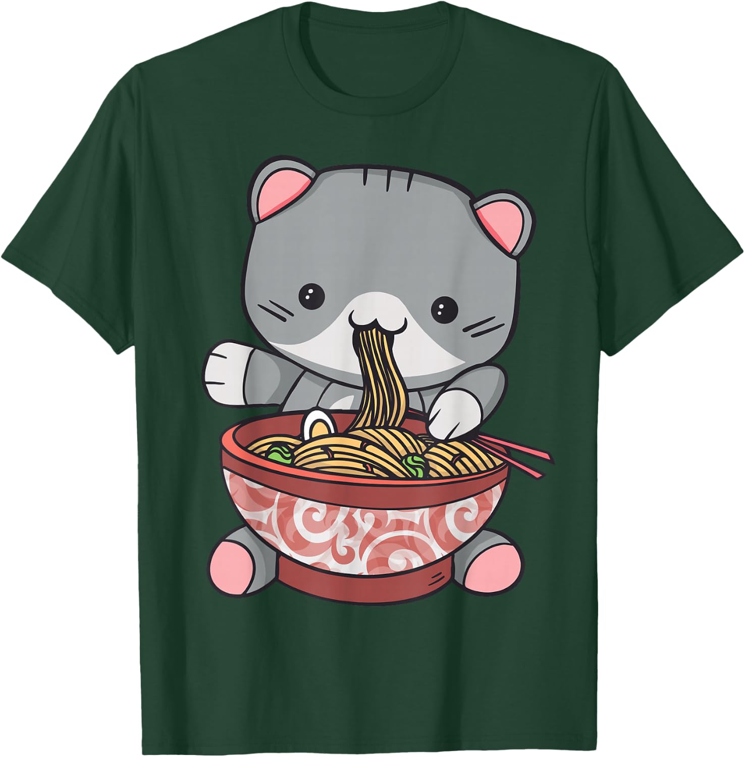Ramen Cat Japanese Kawaii Anime Lover T-Shirt - T-Shirt | Forest