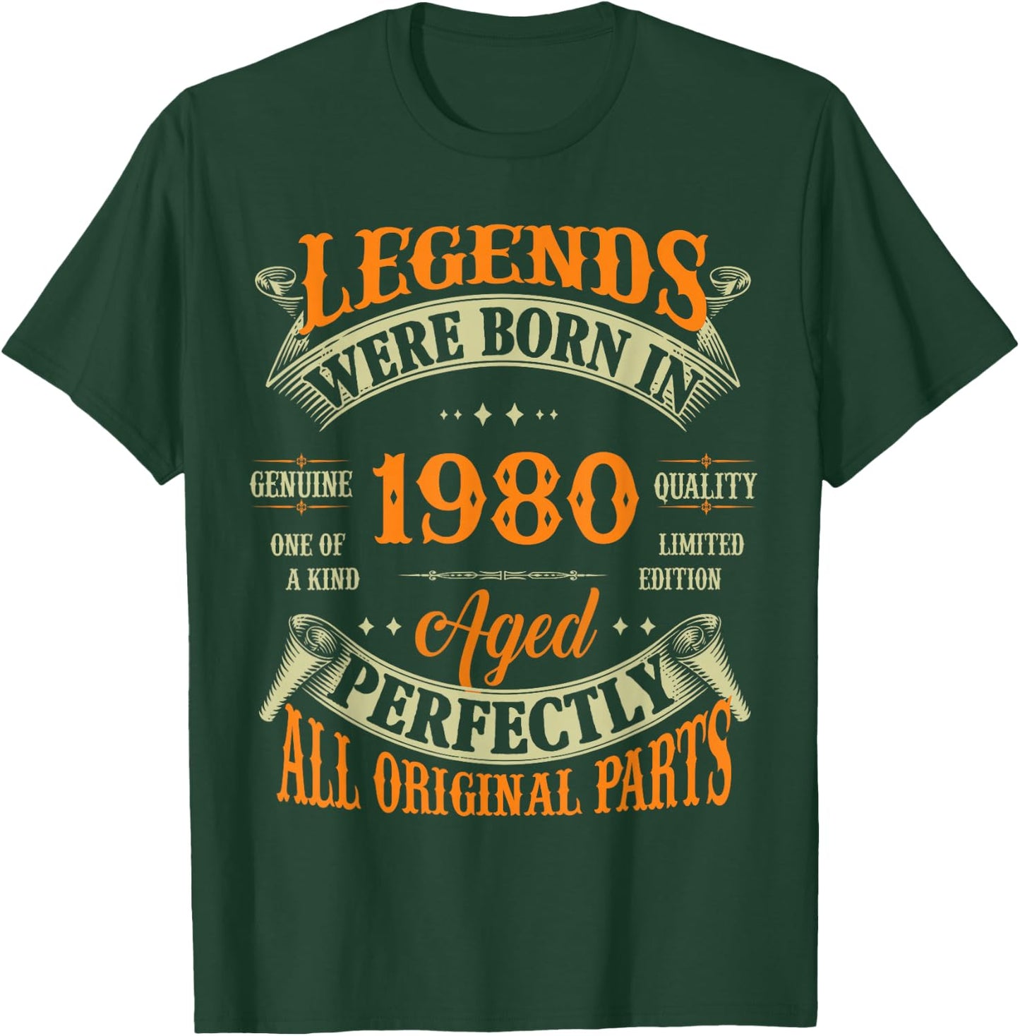 45th Birthday Vintage Legends Born in 1980 45 Years Old T-Shirt - T-Shirt | Forest
