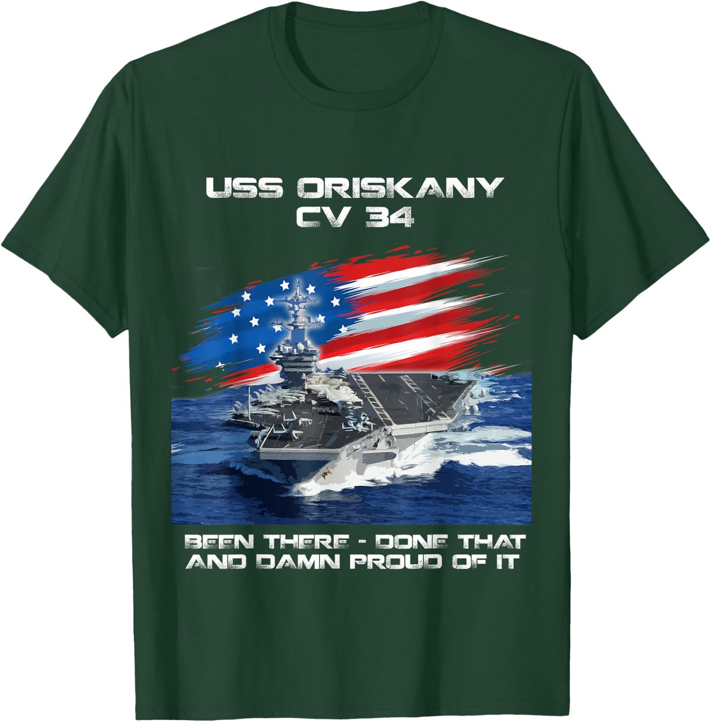 USS Oriskany CV 34 Aircraft Carrier Veteran USA Flag Xmas Men T-Shirt - T-Shirt | Forest