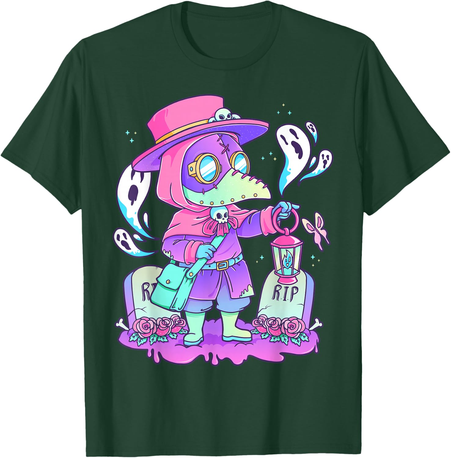 Pastel Goth Cute Creepy Plague Doctor Kawaii Menhera Wiccan Small T-Shirt - T-Shirt | Forest