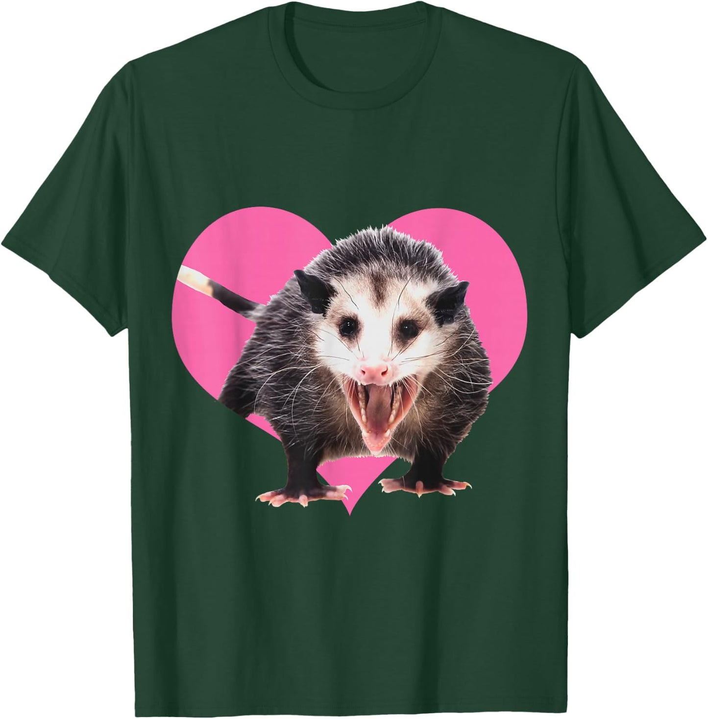 I Love Possums & Opossums - Pink Heart Funny Possum Lover T-Shirt - T-Shirt | Forest