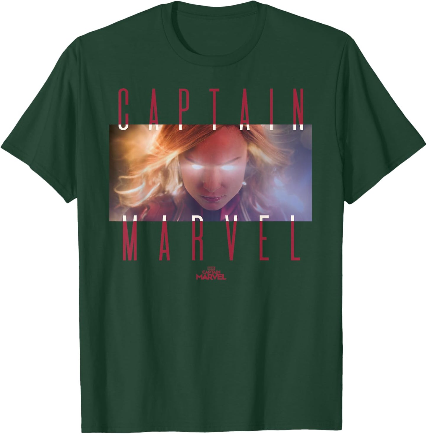 Captain Marvel Powerful Glow Eyes Poster Graphic T-Shirt - T-Shirt | Forest