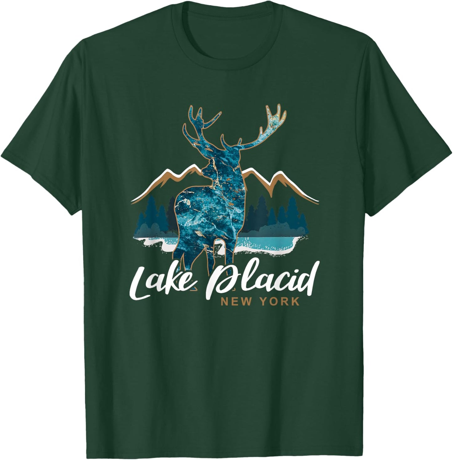 Lake Placid New York USA Adirondack Mountains Souvenir T-Shirt - T-Shirt | Forest