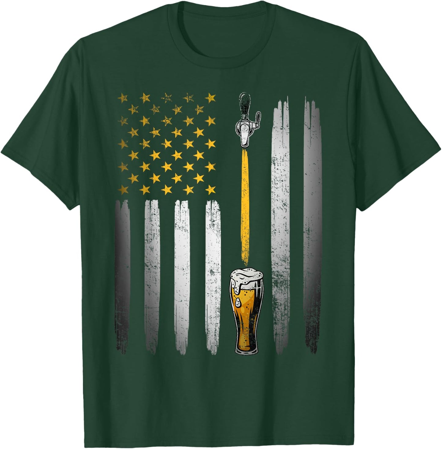 Retro USA US American Flag Beer Craft Brewer Craft Beer Men T-Shirt - T-Shirt | Forest