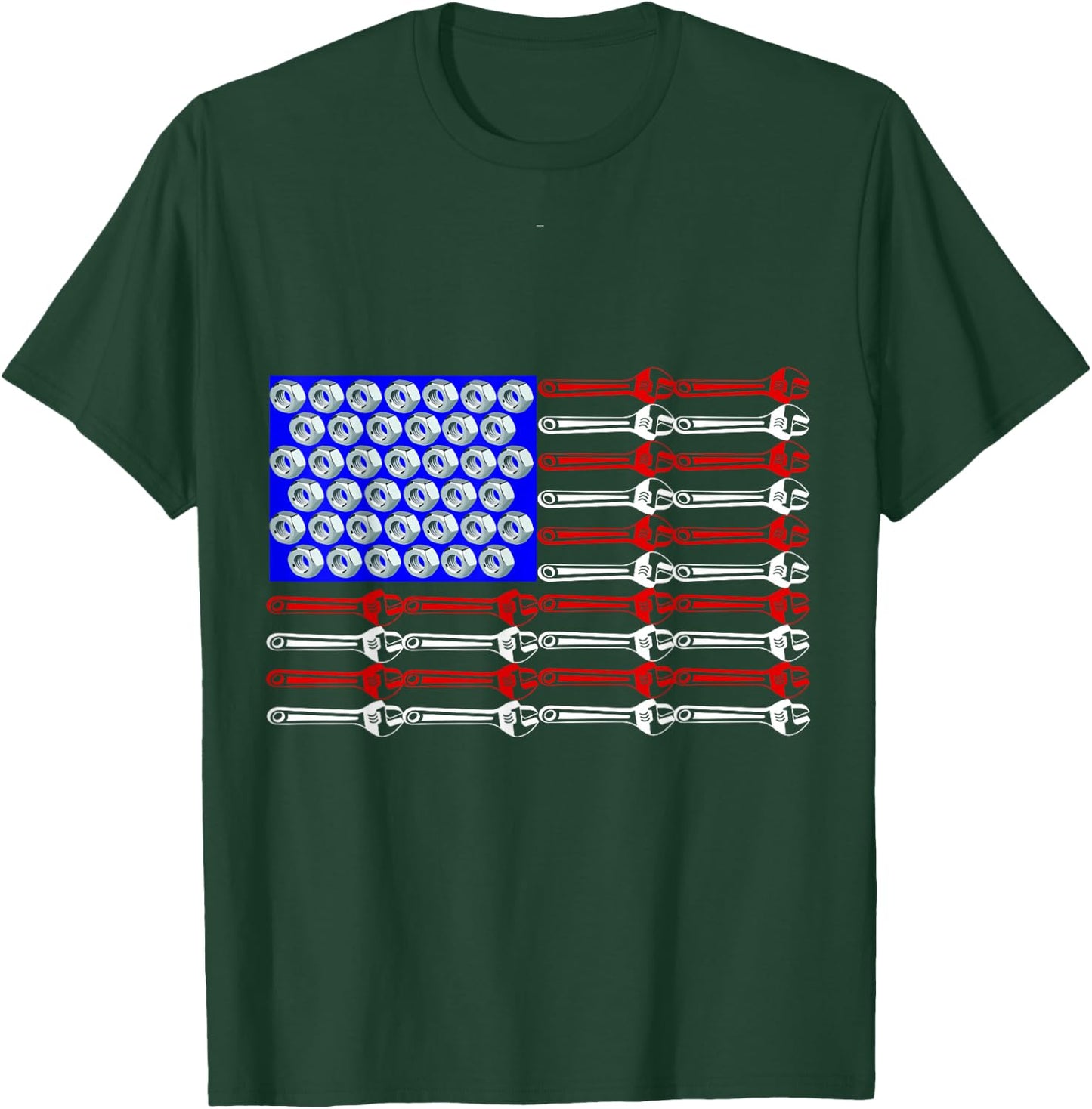 Mechanic Proud American Patriotic USA Flag of Tools T-Shirt - T-Shirt | Forest